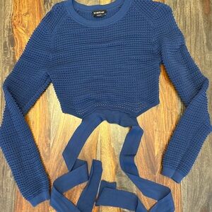 Bebe Royal Blue Perforated Knit Top